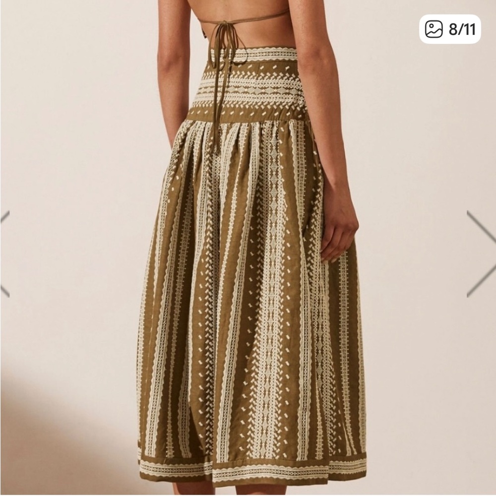 Shona Joy Brown & Cream Crochet Halter Crop Top and Skirt Set - Picture 2 of 9